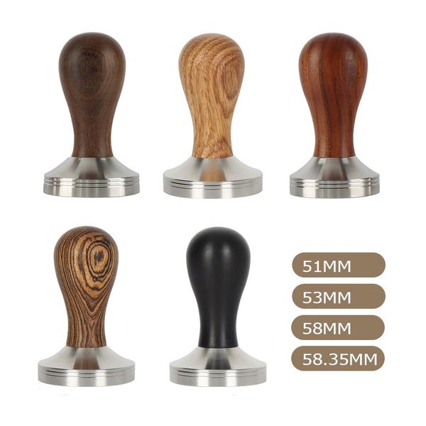 Strumenti 51/53/58/58.3MM Tamper per caffè in acciaio inossidabile 304 Martello per caffè in polvere Manico a base piatta Accessori per caffè espresso Barista