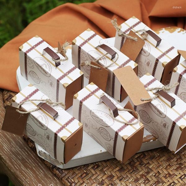 Embrulho para presente Favores de casamento de destino a granel para viagem de convidados Estojo de terno Bonbonniere com etiqueta DIY Sacos de doces para festa de chá de panela