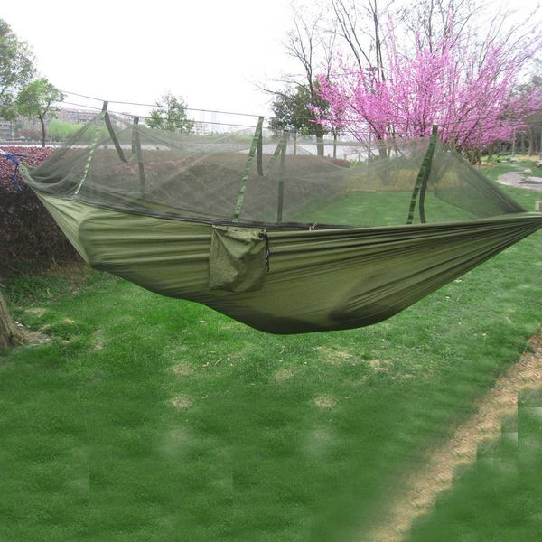 Hammocks açık kamp bahçe hamak net açık portatif kişi kanopi asılı uyku salıncak ile depolama çantası