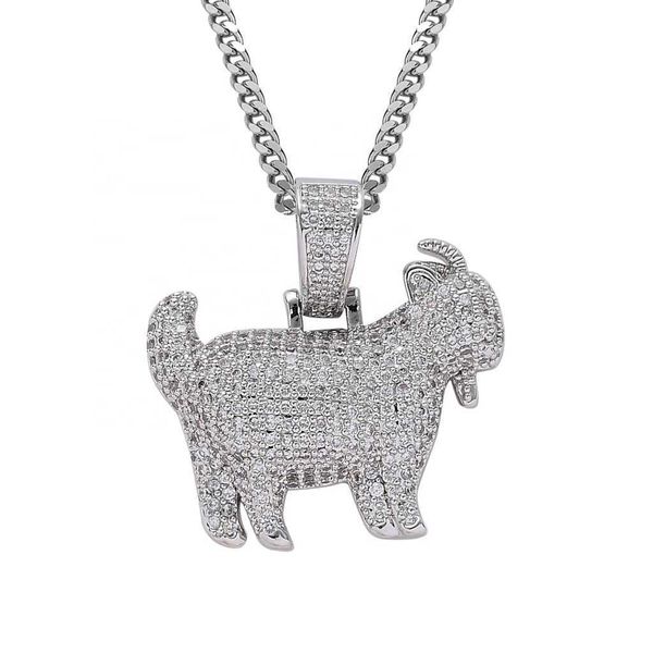 Ожерелье Moissanite Chain Hip Hop Modern Lab Diamond Goat Pendants 14k Gold Cuban Link, индивидуальные женщины и мужчины
