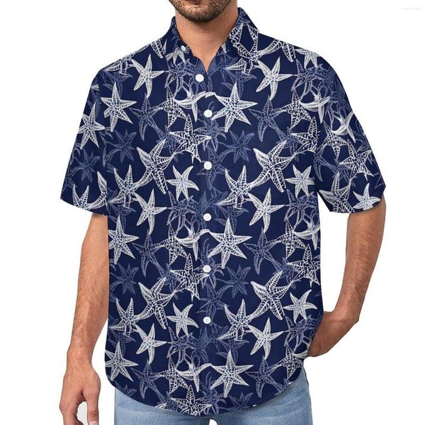 Camicie casual da uomo Stella marina bianca Camicia da spiaggia blu navy nautica Camicette moda hawaiana Uomo stampato 3XL 4XL