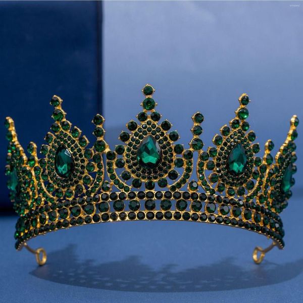 Grampos de cabelo DIEZI Vintage Barroco Verde Cristal Planta Tiara Coroa de Noiva para Mulheres Meninas Casamento Vestido Elegante Acessórios Jóias