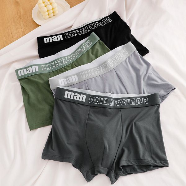 Cuecas 4 pçs/lote Homem Cueca Moda Algodão Confortável Respirável Boxers Homens Cuecas Masculinas Carta Impresso Calcinhas Cuecas 230613