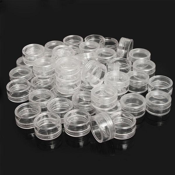 Caixas de armazenamento Caixas 50 unidades 25 ML Caixa de joias de plástico transparente Pequeno Recipiente Redondo Frascos Organizador de maquiagem 230613