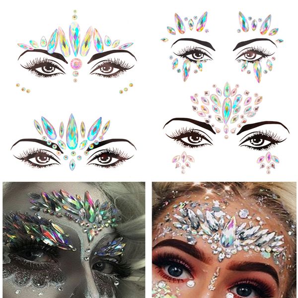 3D Acryl Glitter Strass Temporäre Sexy Gesicht Tattoo Aufkleber DIY Kinder Urlaub Party Maskerade Körper Gesichts Schmuck Tattoo