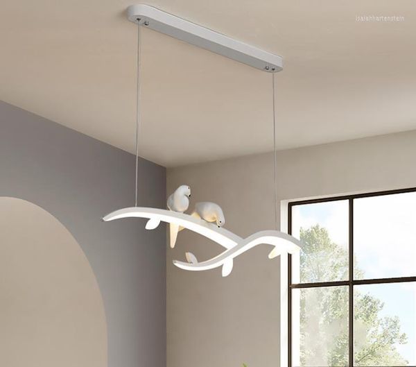 Pendelleuchten Moderne LED-Leuchten für Esszimmer Küche Bar Shop Lampe weiß mit Vogel