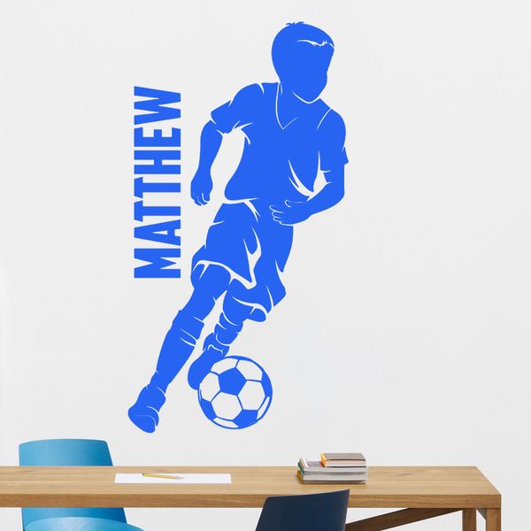 Nome personalizzato Boys Football Dribble Wall Decal - Home Decor - Wall Decor - Boys Football - Adesivo murale arredamento camera da letto G-108