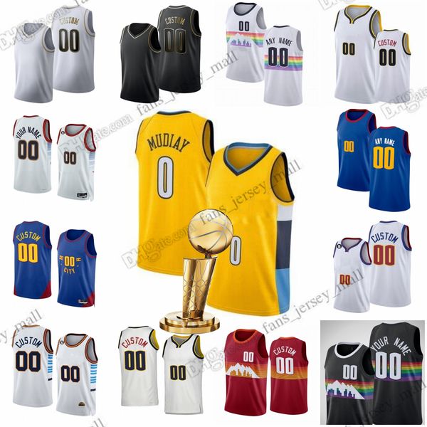 Personalizzato Finali 2023 Champions Patch Jamal Jokic Murray Maglie da basket stampate Aaron Gordon Kentavious Caldwell-Pope Michael Porter Personalizzato Qualsiasi nome Qualsiasi numero