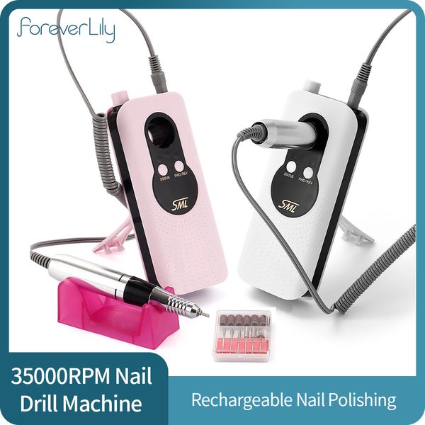 Nail Art Kits 35000 U/min wiederaufladbare elektrische Bohrstiftmaschine Tragbare Schleifmaschine Polierer UV-Gel-Entferner Reinigung Maniküre-Werkzeug 230613