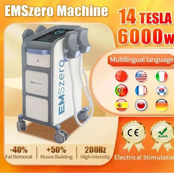 Desempenho de nível de salão: máquina Emszero com 14 Tesla Hi-emt, RF Nova e alças de estimulação para modelagem corporal profissional