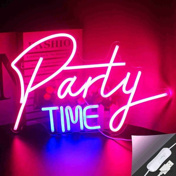 LED Neon Sign Neon Sign LED Light Time per compleanni Matrimoni Club Bar Single Cocktail Dance Holiday Decor Neon Night Light R230613