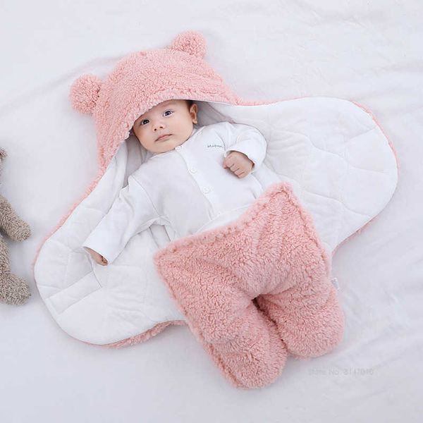 Schlafsäcke, niedliche Neugeborene Baby-Jungen-Mädchen-Decken, Plüsch-Wickeltuch, flauschige Fleece-Tasche, weiche Baumwolle, Bettwäsche-Set