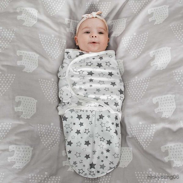 Sacchi a pelo Sacco a pelo per neonato Estate Sottile morbido cotone Ragazzi Ragazze Wrap Sleepwear 0-3M Coperta fasciatoio traspirante regolabile R230614