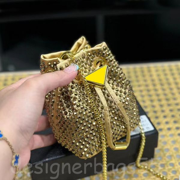 Mini borse a tracolla Designer di cristallo Borsa a tracolla da donna Secchiello Borsa con diamanti Oro nero Bling Bling Bambini Catena a tracolla Rossetto Portamonete Totes Borse