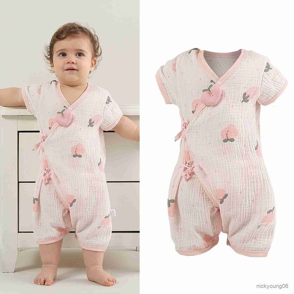 Sacos de dormir macacão estampado fofo para meninos e meninas macacão aberto fino puro roupas orgânicas mês bebê menino R230614