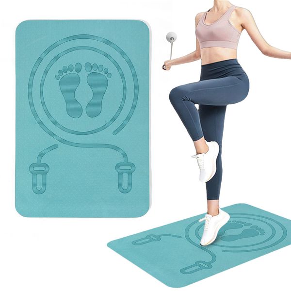 Yogamatten, 6–10 mm, Springseilmatte, rutschfeste TPE-Springseilmatte, Stoßdämpfungspolster, Workout-Fitnessmatte für Heim-Fitnessstudio-Zubehör, 40 x 60 cm, 230613