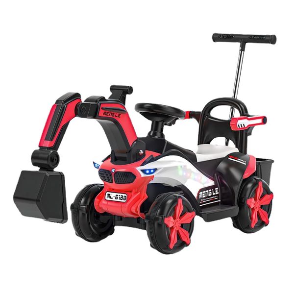 Carro de brinquedo escavadeira infantil 6v, brinquedo elétrico escavato com bluetooth, capacete, caixa de reserva traseira, cor vermelha e azul disponível