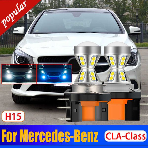 Новый 2PCS CAR CANBUS NO Ошибка H15 LED DRL Передняя сигнальная лампочка дневная лампа дневная работа для Mercedes-Benz CLA-Class 2014 2015 2016
