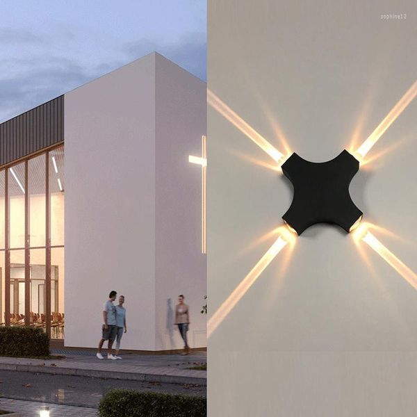 Lampada da parete 6W 12W Luci in alluminio Faretto per esterni Impermeabile IP65 Patio Portico Giardino Applique su e giù