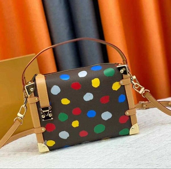 Borsa da donna firmata Dots Print Totes Borse a tracolla a tracolla di lusso Borsa a tracolla con bauletto laterale arcobaleno Borse Borsa da donna in vera pelle di tela M81979 di alta qualità