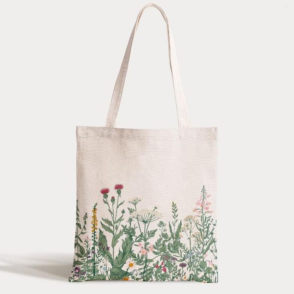 Borse portaoggetti Wildflower Art Beautiful Retro Pretty Cute Borse a tracolla Shopping casual Borsa da donna Elegante borsa di tela