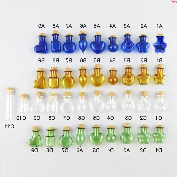 500 x 2 ml süße Mini-Glasflasche mit Korken, 2 ml, handgefertigte Flaschen, Gläser, Behälter, blau, bernsteinfarben, klar, grün, kleine Glasfläschchen, hohe Menge, Sscpe