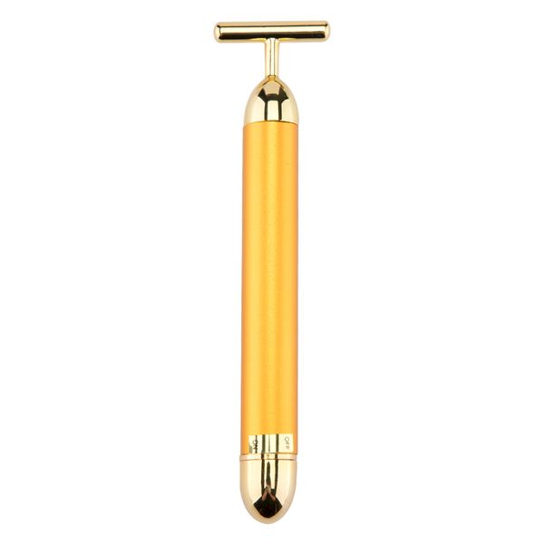 24K Gold Roller Vibrations-Gesichtsmassagegerät zum Abnehmen der Gesichtshaut Beauty Bar Pulse Firming Face Massage Lift Tightening Wrinkle Bar