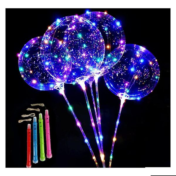 Outros suprimentos para festas festivas 20 polegadas Glow Clear Bubble Balloon Led Light Up Bobo Balloons Natal Aniversário Decoração de Casamento Dhjak