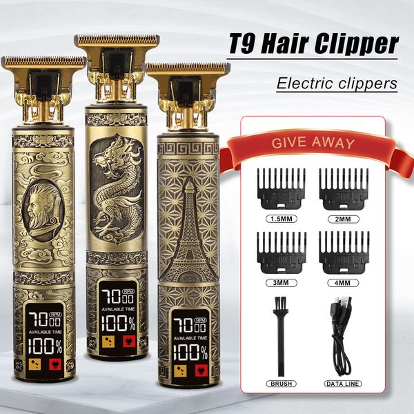Триммер для волос винтаж T9 Мужской электрический бритву для мужчин, стрижка для волос, бритья волос, профессиональный, борода, носитель, выпадает 230613