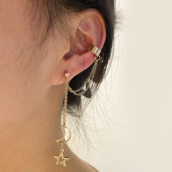 Brincos Pendentes Moda Cor Dourada Estrela Borboleta Clipe Feminino Simples Coração Falso Cartilagem Longa Borla Ear Cuff Jóias Presentes