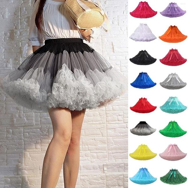 Gonne Donna Lolita Cosplay Sottoveste A-Line Gonfio Tutu Gonna a strati Tulle Balletto Danza Pettiskirts Big Bowknot Sottogonna Femme Falda