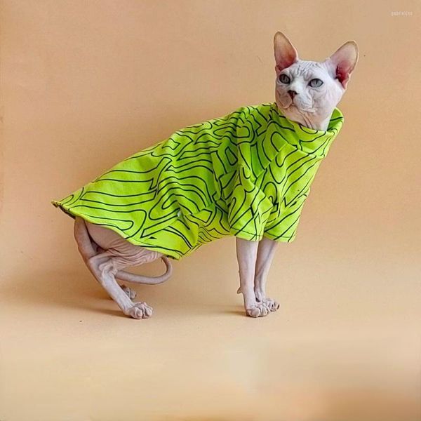 Katzenkostüme Sphynx-Kleidung, Sommer-Kätzchen-Overall für Sphinx-Katzen, bedruckte Hoodies, sicheres Kostüm, Devon-Hemd, Kätzchen-Welpen-Ropa Para Gatos