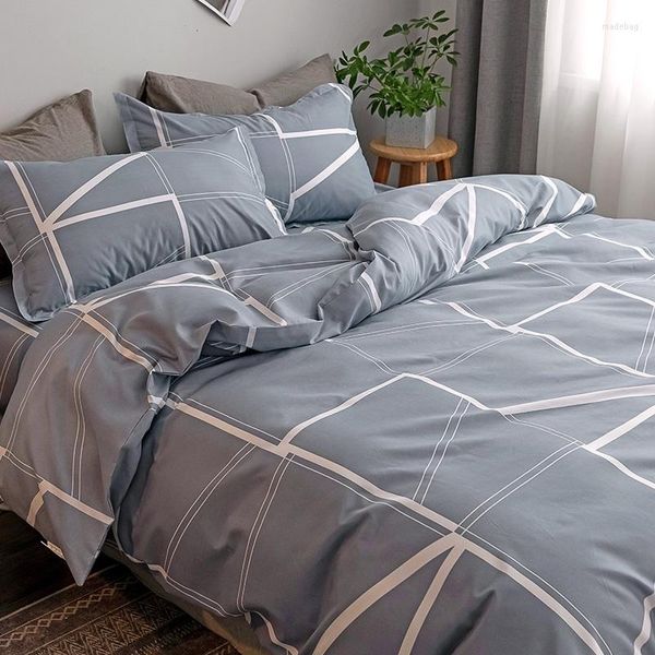 Bettwäsche-Sets Nordic Einfache Set Baumwolle Weiche Winter Bettdecke Kissenbezüge Schlafzimmer Twin Ropa De Cama Home Textile DB60CD