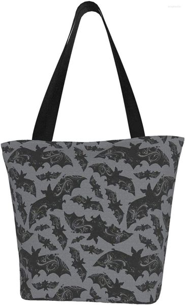 Borse portaoggetti Pipistrelli gotici di Halloween Borsa a tracolla in tela extra large con manico superiore per palestra Beach Weekender Shopping riutilizzabile