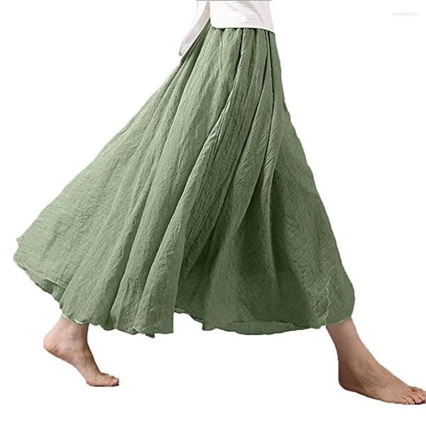 Gonne Gonna lunga bohémien Vita a trapezio da donna Maxi Elegante stile da vacanza Abiti in cotone Donna Casual Streetwear