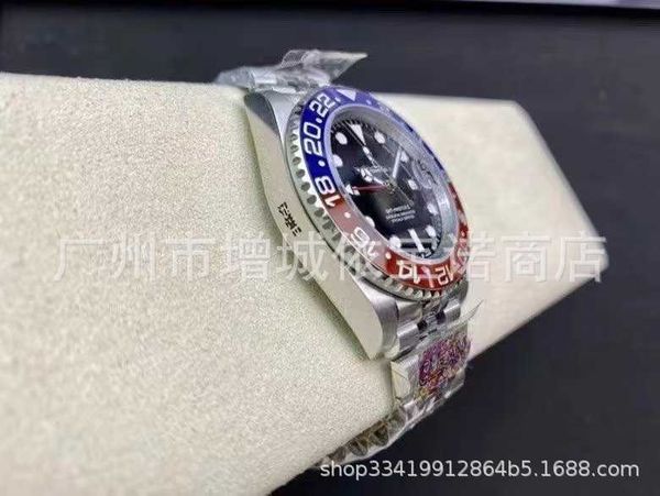 reloj Luxo Cerâmica moldura rotativa RLolex Relógios de pulso luminosos 40mm Famoso GMT 904L Fábrica C China Círculo congelado Movimento relógio masculino