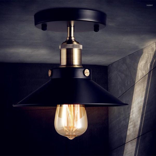 Deckenleuchten Loft Vintage Lampen E27 Schwarzer Metallschirm Lampenlicht Persönlichkeit Einfache Landbalkonbeleuchtung CL04