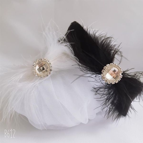 Chapéus Acessórios de Cabelo Elegante Branco Preto Lago dos Cisnes Balé Pena Para Dança Usar Decoração de Cristal Quebra-Nozes 230605270a