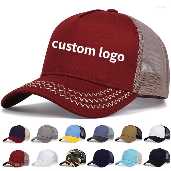 Ballkappen Individuelles Logo Fünf Panel Atmungsaktive Baseballmütze Sommer Shade Mesh Gorras Outdoor Freizeit Knochen Trucker Hut Casquette Hombre