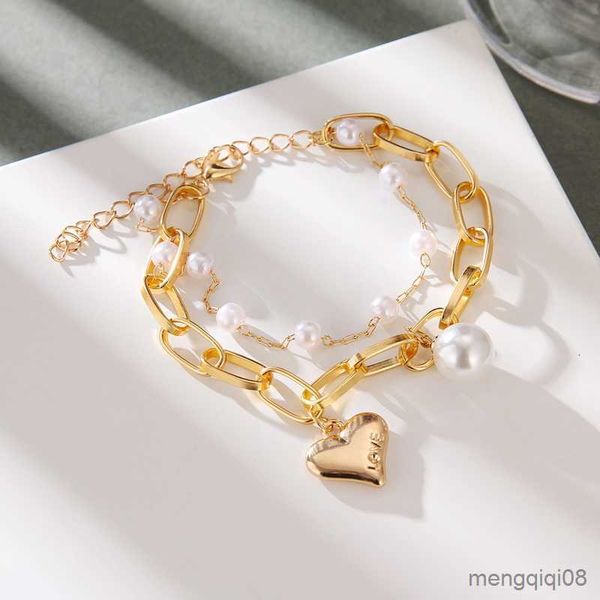 Bracelets chaîne coeur Bracelet pour femmes bijoux métal rond épingles à monnaie amitié poignet cadeaux d'anniversaire R230614