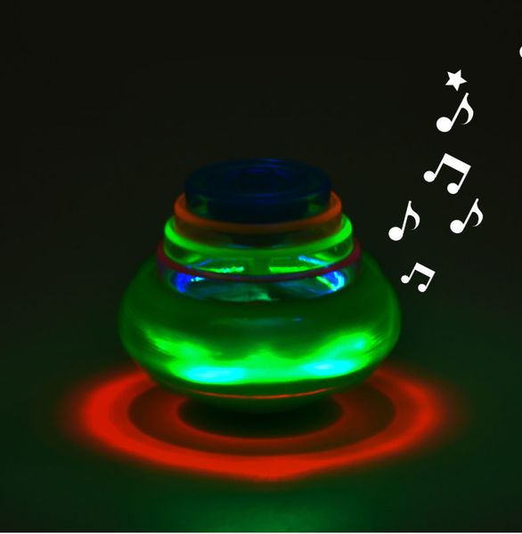 UFO Piscando Pião Giratório Infantil Brinquedo Iluminado Brinquedo Infantil Piggy LED Música Giroscópio Lançador Brinquedos Giratórios Brinquedos Divertidos para Festas de Aniversário