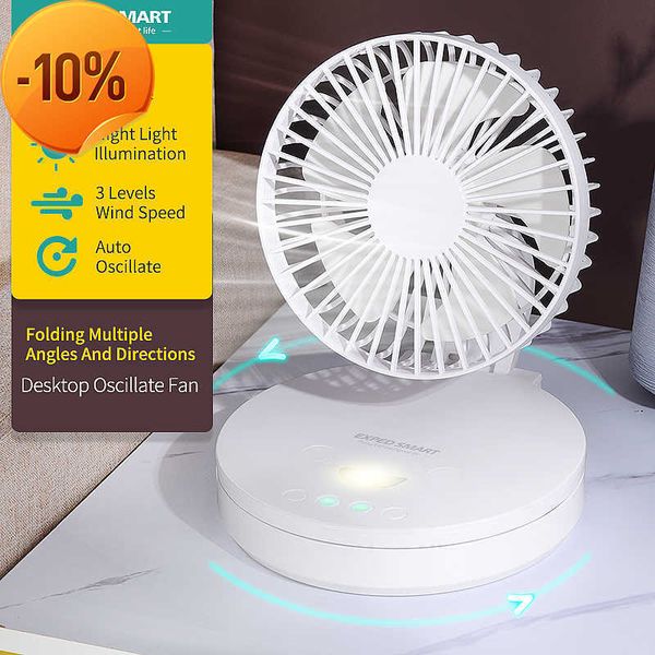 Novo ventilador pequeno USB ventilador de mesa sem fio recarregável ultra-silencioso ventilador de resfriamento de alta qualidade portátil mini ventilador com luz noturna