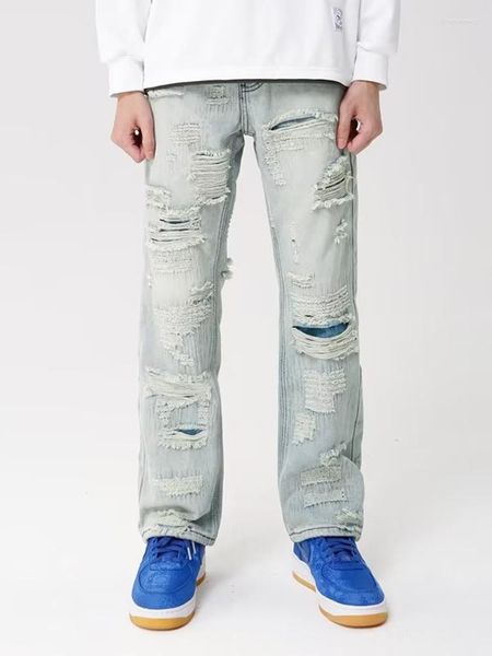 Jeans da uomo Uomo Primavera Autunno Uomo Logoro Design di nicchia Pantaloni vintage in denim Pantaloni lunghi aderenti alla moda Pantaloni da uomo