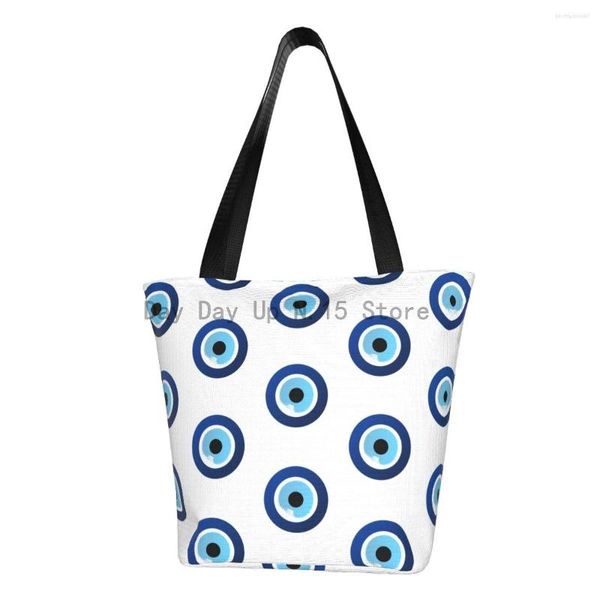 Boodschappentassen Herbruikbare Griekse Boze Oog Hamsa Tas Vrouwen Schouder Canvas Tote Duurzaam Nazar Amulet Boho Charm Boodschappen Shopper