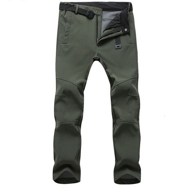 Pantaloni da uomo elasticizzati da uomo impermeabili casual invernali spessi caldi in pile pantaloni di pelle di squalo giacca a vento maschile pantaloni sportivi tattici 230614