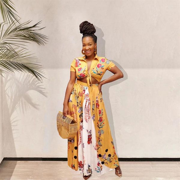 Этническая одежда 2 куски Юбка Африканская одежда Женская печатная лацка
