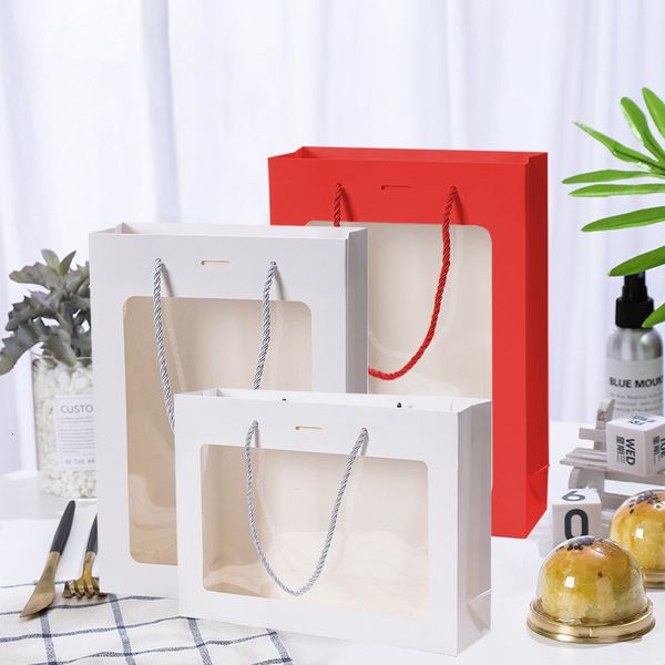 Geschenkpapier 10 Stück transparente Fenster-Geschenktüten für Geburtstag, Hochzeit, Party, Geschenke, Box, Verpackung, Papiertüte, individuelle Einkaufshandtaschen 230614