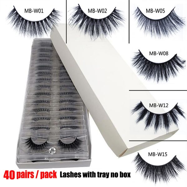 Ferramentas de Maquiagem MB 100% Mink Lashes 30 35 40 PairsPack Eyelashes 3D Mink Lashes With Tray No Box Hand Made Full Strip Eye cílios Atacado 230613