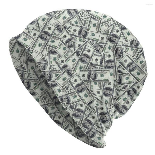 Berets Giant Money 100 Dollar Bills Beanie Bonnet Strickmützen Männer Frauen Hip Hop Unisex Europäische Winter Warme Skullies Beanies Caps