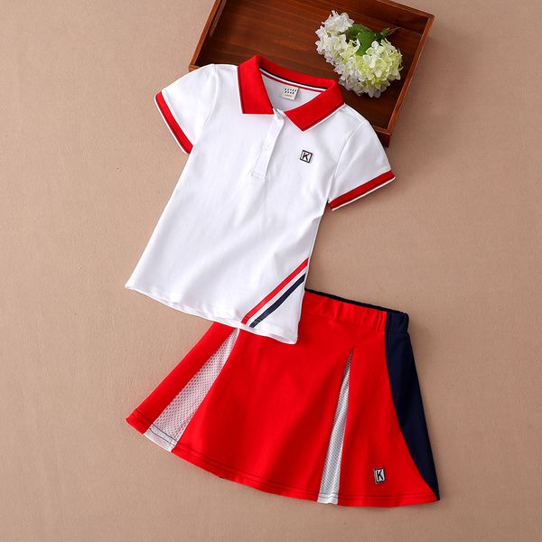 Одежда поставлен детские девушки наряды, устанавливает летнюю повседневную футболку и юбку набор 2PCS детская одежда Детская спортивная одежда для бадминтона Fitnes 230613